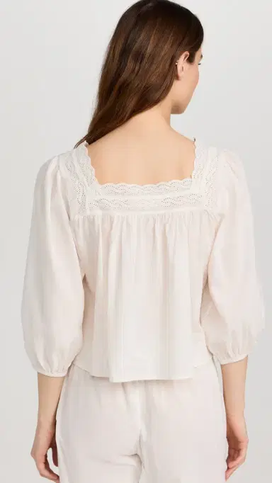 The Great. THE GREAT. The Eyelet Button Sleep Top True White 2 | Thumbnail 3 The Great. THE GREAT. The Eyelet Button Sleep Top True White 2 | Thumbnail 3
