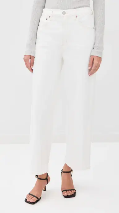 AGOLDE Harper Crop Relaxed Straight Jeans White Wash 31 | Thumbnail 3