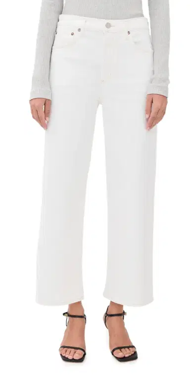 AGOLDE Harper Crop Relaxed Straight Jeans White Wash 31 | Thumbnail 1