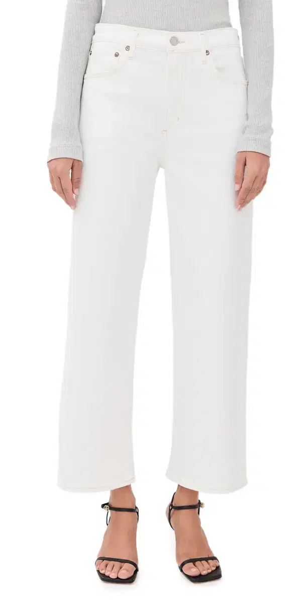 Harper Crop Relaxed Straight Jeans White Wash
