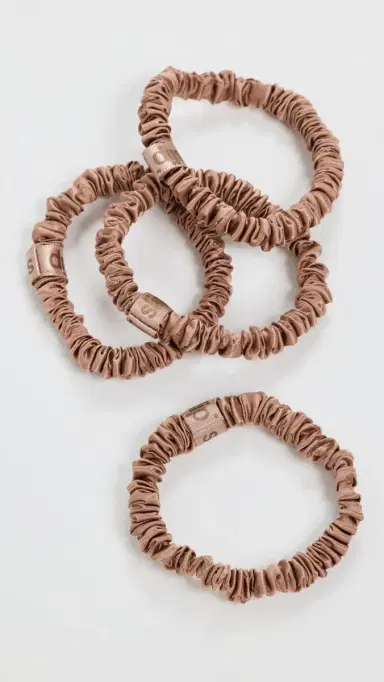Slip Skinny Silk Scrunchies Set of 4 Light Brown One Size | Thumbnail 2