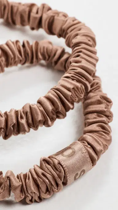Slip Skinny Silk Scrunchies Set of 4 Light Brown One Size | Thumbnail 4
