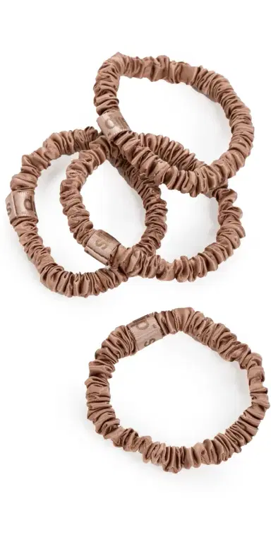 Slip Skinny Silk Scrunchies Set of 4 Light Brown One Size | Thumbnail 1