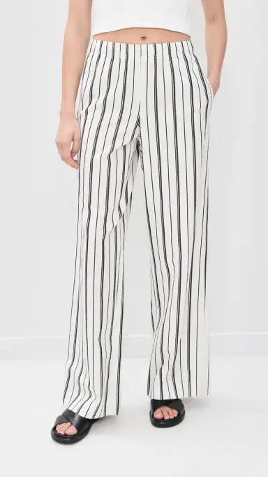 Vince Resort Stripe Drawstring Pull On Pants B'White/Black | Thumbnail 2 Vince Resort Stripe Drawstring Pull On Pants B'White/Black | Thumbnail 2