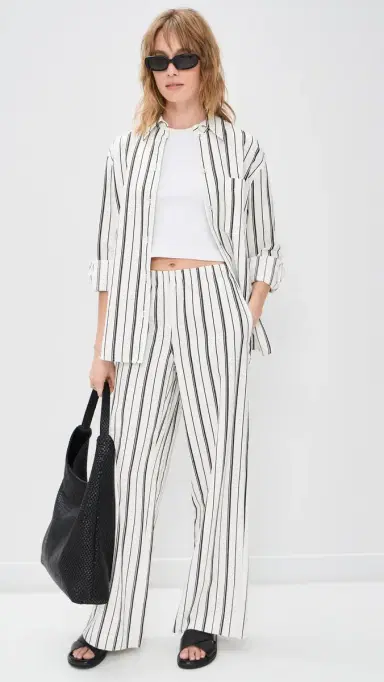Vince Resort Stripe Drawstring Pull On Pants B'White/Black | Thumbnail 5 Vince Resort Stripe Drawstring Pull On Pants B'White/Black | Thumbnail 5