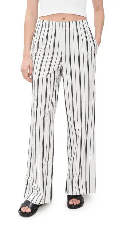 Vince Resort Stripe Drawstring Pull On Pants B'White/Black | Thumbnail 1 Vince Resort Stripe Drawstring Pull On Pants B'White/Black | Thumbnail 1