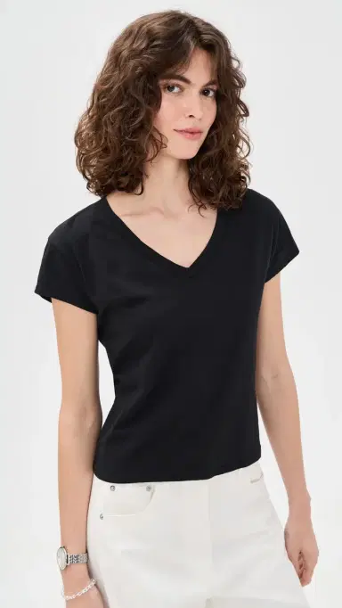 Z Supply Modern V Neck Tee Black | Thumbnail 2