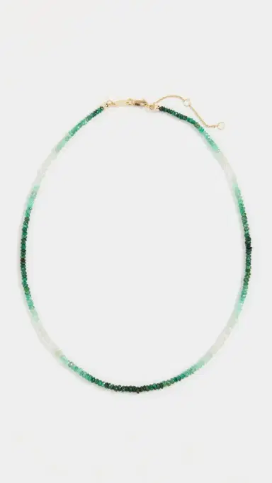 SHASHI Aisha Gemstone Necklace Emerald Ombre Floral One Size | Thumbnail 2