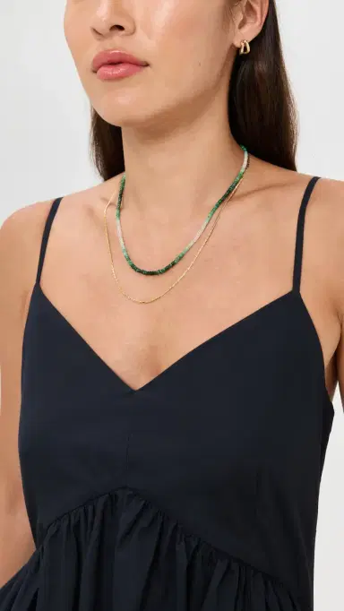 SHASHI Aisha Gemstone Necklace Emerald Ombre Floral One Size | Thumbnail 3