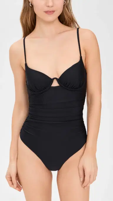 Simkhai Laine Ruched One Piece Black S | Thumbnail 2