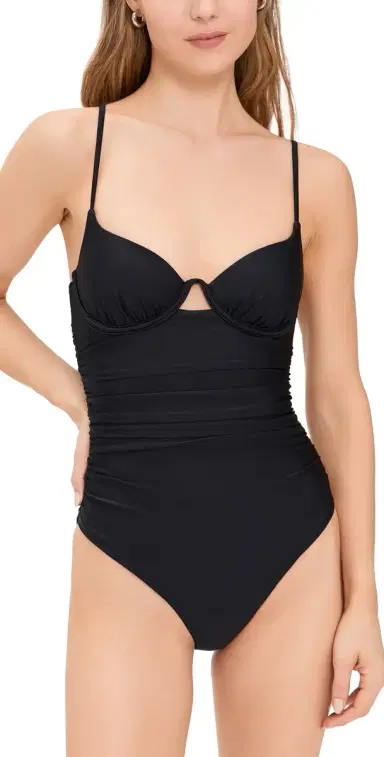 Simkhai Laine Ruched One Piece Black S | Thumbnail 1
