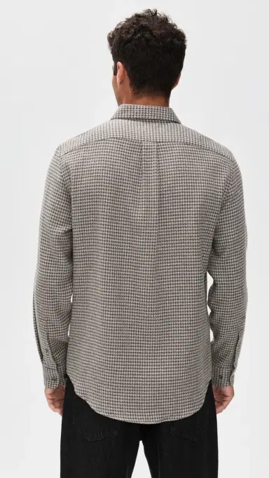 Portuguese Flannel Abstract Pied Poule Button Down Shirt Charcoal | Thumbnail 3 Portuguese Flannel Abstract Pied Poule Button Down Shirt Charcoal | Thumbnail 3