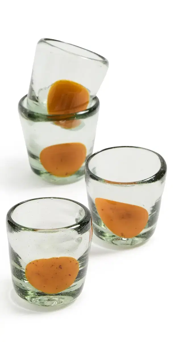 Studio Conchita Glass Chiquito Cups Set of 4 Orange One Size