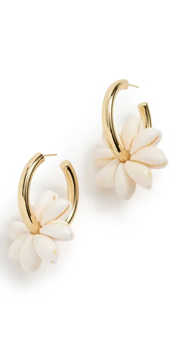 Logan Tay Shell Hoops Gold One Size