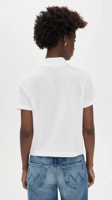 Vince Cropped Pocket Polo Optic White | Thumbnail 3