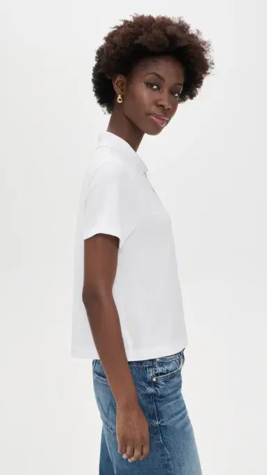 Vince Cropped Pocket Polo Optic White | Thumbnail 4