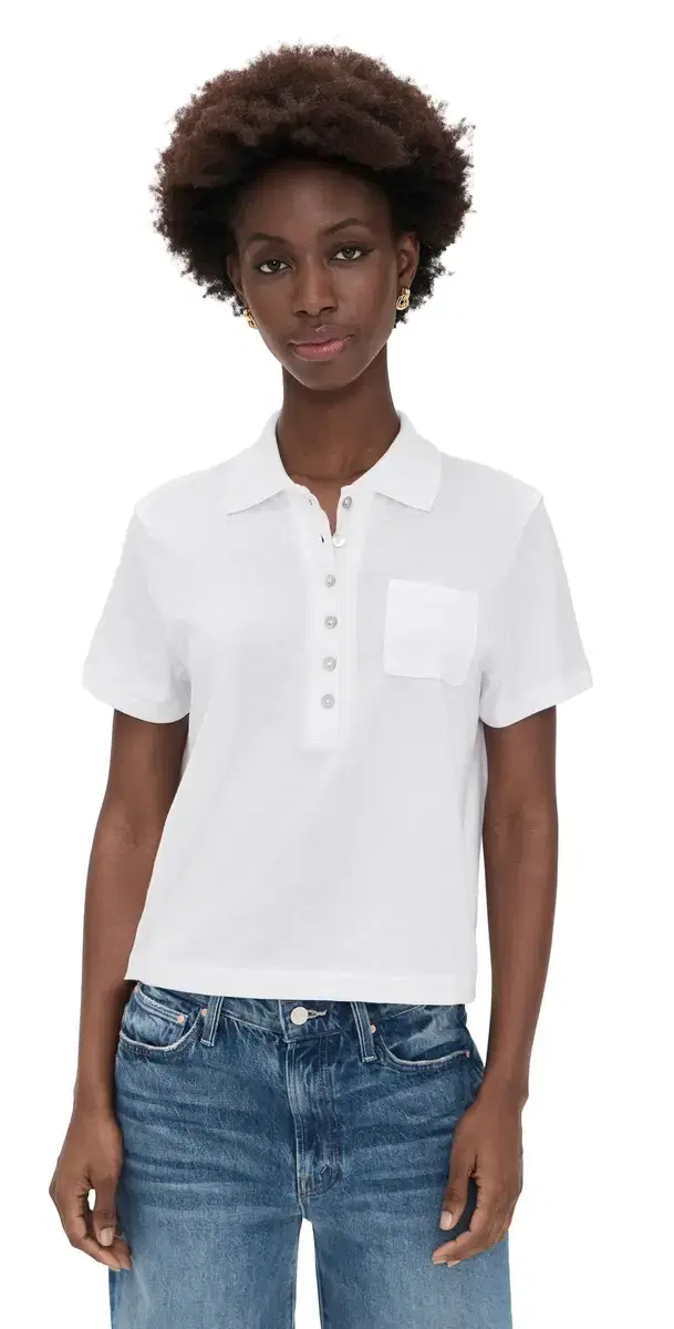 Cropped Pocket Polo Optic White