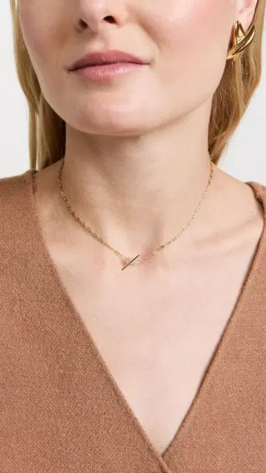 SHASHI Jade Pave Chain Necklace Gold One Size | Thumbnail 2
