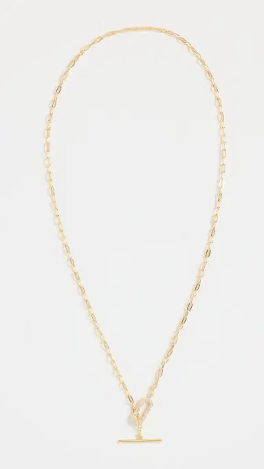 SHASHI Jade Pave Chain Necklace Gold One Size | Thumbnail 3