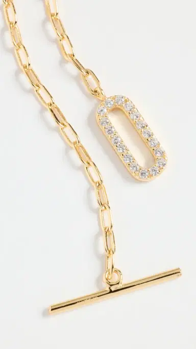 SHASHI Jade Pave Chain Necklace Gold One Size | Thumbnail 4