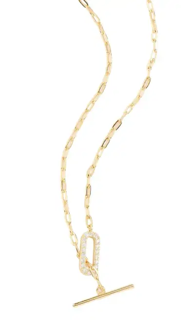 SHASHI Jade Pave Chain Necklace Gold One Size | Thumbnail 1