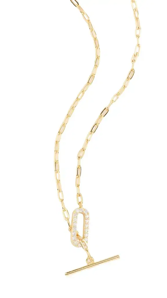 SHASHI Jade Pave Chain Necklace Gold One Size