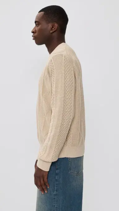 Guest In Residence Allday Cable Crew Sweater Sandstone S | Thumbnail 4 Guest In Residence Allday Cable Crew Sweater Sandstone S | Thumbnail 4