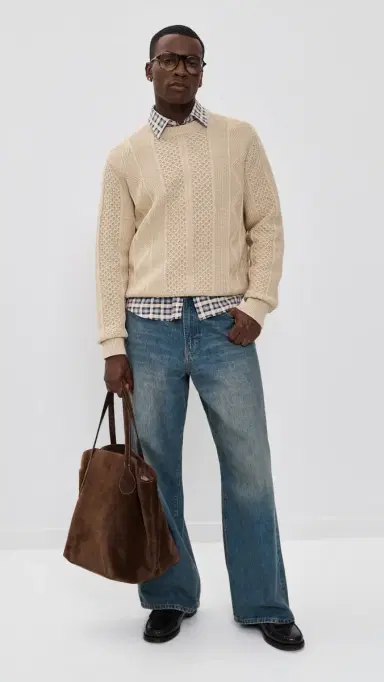 Guest In Residence Allday Cable Crew Sweater Sandstone S | Thumbnail 5 Guest In Residence Allday Cable Crew Sweater Sandstone S | Thumbnail 5