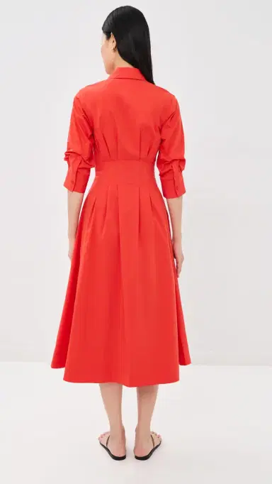 Simkhai Jazz Pintuck Midi Dress Lobster | Thumbnail 3 Simkhai Jazz Pintuck Midi Dress Lobster | Thumbnail 3