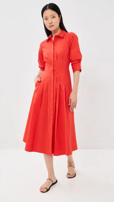 Simkhai Jazz Pintuck Midi Dress Lobster | Thumbnail 5 Simkhai Jazz Pintuck Midi Dress Lobster | Thumbnail 5