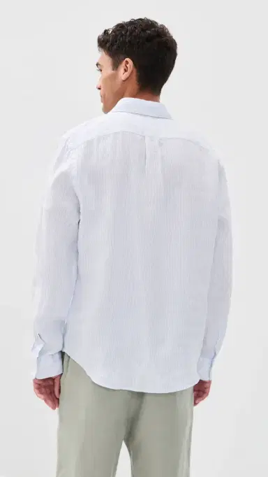 Vince Tate Stripe Long Sleeve Classic Shirt Optic White/Novo | Thumbnail 3 Vince Tate Stripe Long Sleeve Classic Shirt Optic White/Novo | Thumbnail 3