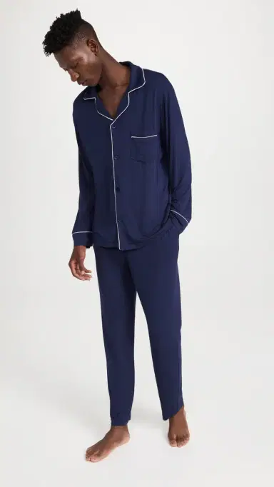 Eberjey William Modal ong Pajamas Set True Navy/ | Thumbnail 2