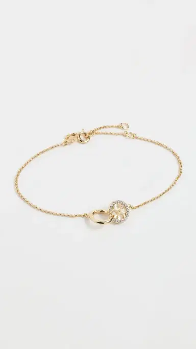 Tory Burch Icon Pavé Interlocking Chain Bracelet Tory Gold/Crystal One Size | Thumbnail 2