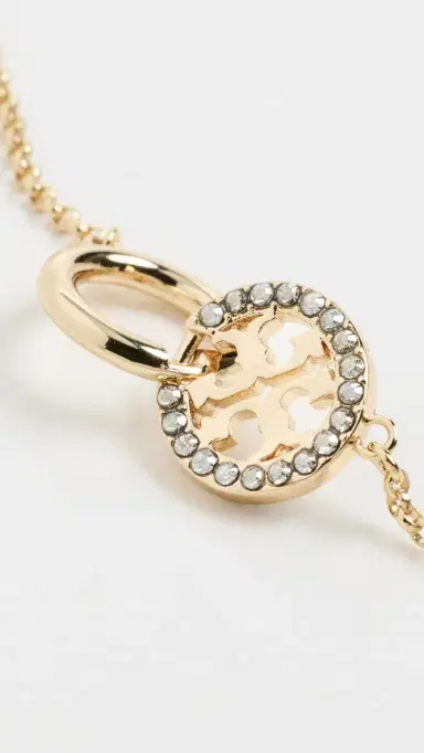 Tory Burch Icon Pavé Interlocking Chain Bracelet Tory Gold/Crystal One Size | Thumbnail 4