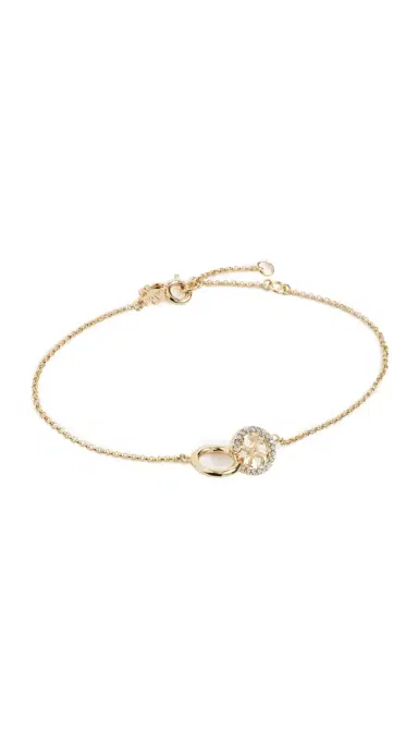 Tory Burch Icon Pavé Interlocking Chain Bracelet Tory Gold/Crystal One Size | Thumbnail 5