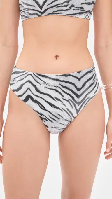 GOOD AMERICAN Matte High Waist Bikini Bottoms Black And White Tiger M | Thumbnail 2