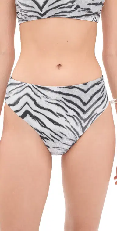GOOD AMERICAN Matte High Waist Bikini Bottoms Black And White Tiger M | Thumbnail 1