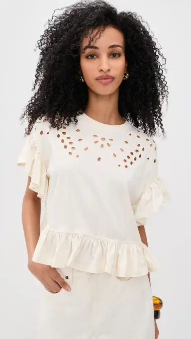 Ulla Johnson Mariana eplum Top Cowrie | Thumbnail 2 Ulla Johnson Mariana eplum Top Cowrie | Thumbnail 2