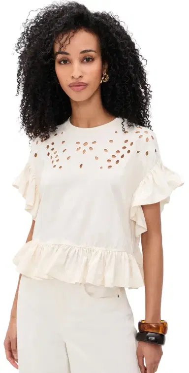 Ulla Johnson Mariana eplum Top Cowrie | Thumbnail 1 Ulla Johnson Mariana eplum Top Cowrie | Thumbnail 1