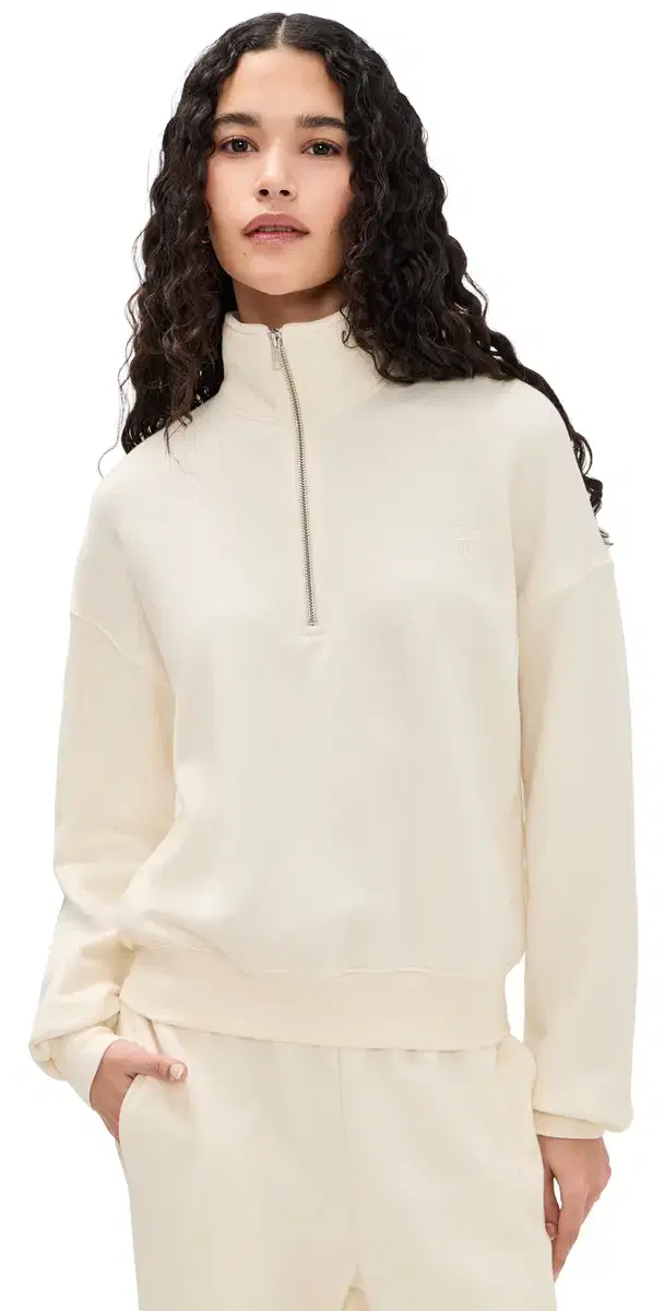 Oversized Half Zip Sweatshirt Cream