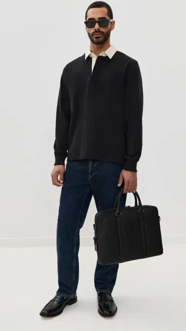 Shinola Navigator Leather Briefcase Black One Size | Thumbnail 3