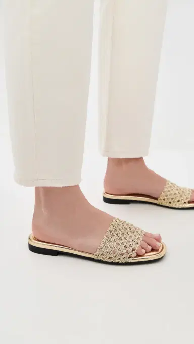 rag & bone Ellie Slide Sandals Gold 40 | Thumbnail 3