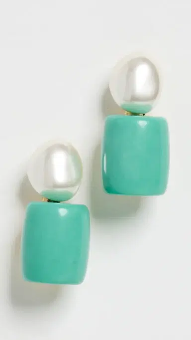 Lele Sadoughi Pebble Stud Earrings Turquoise Sea One Size | Thumbnail 2