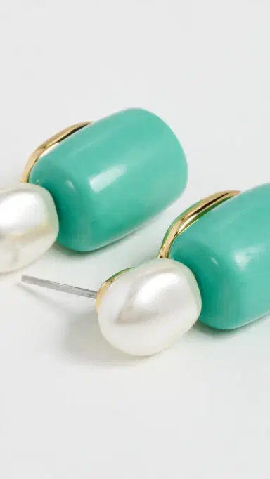 Lele Sadoughi Pebble Stud Earrings Turquoise Sea One Size | Thumbnail 4
