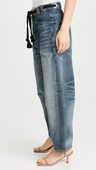 Free People Moxie Pull-On Barrel Jeans Timeless Blue 27 | Thumbnail 4