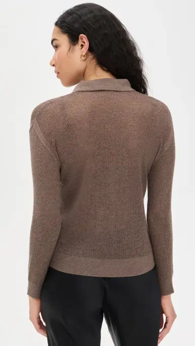 L'Agence Carine Pointelle Collared Sweater Mushroom M | Thumbnail 3