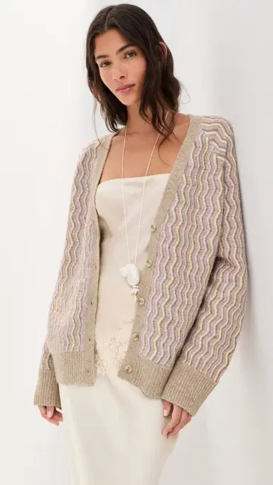 LE BOP Elle Oversized Cardigan Sand | Thumbnail 3