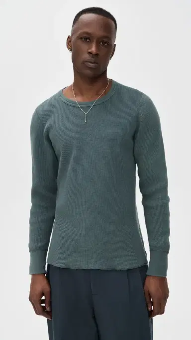 Aaron Levine Thermal ong Sleeve Shirt Slate | Thumbnail 2 Aaron Levine Thermal ong Sleeve Shirt Slate | Thumbnail 2