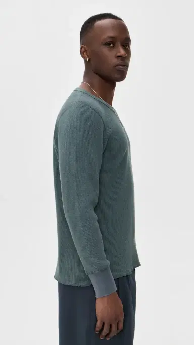 Aaron Levine Thermal ong Sleeve Shirt Slate | Thumbnail 4 Aaron Levine Thermal ong Sleeve Shirt Slate | Thumbnail 4