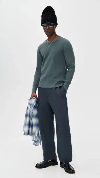 Aaron Levine Thermal ong Sleeve Shirt Slate | Thumbnail 5 Aaron Levine Thermal ong Sleeve Shirt Slate | Thumbnail 5